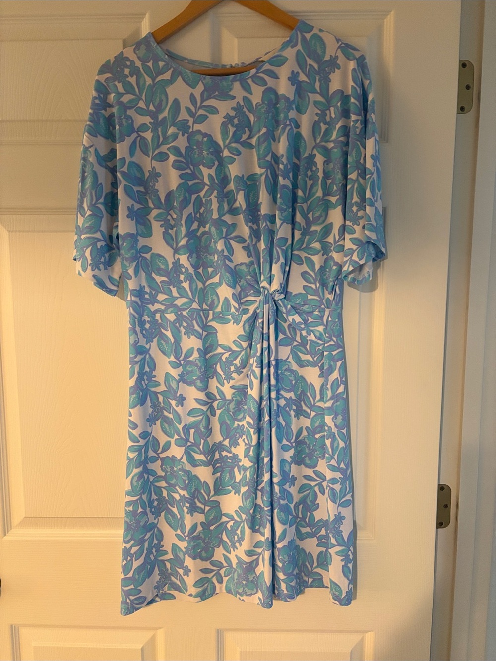 Lilly Pulitzer White Dress with Blue and Teal Floral Print